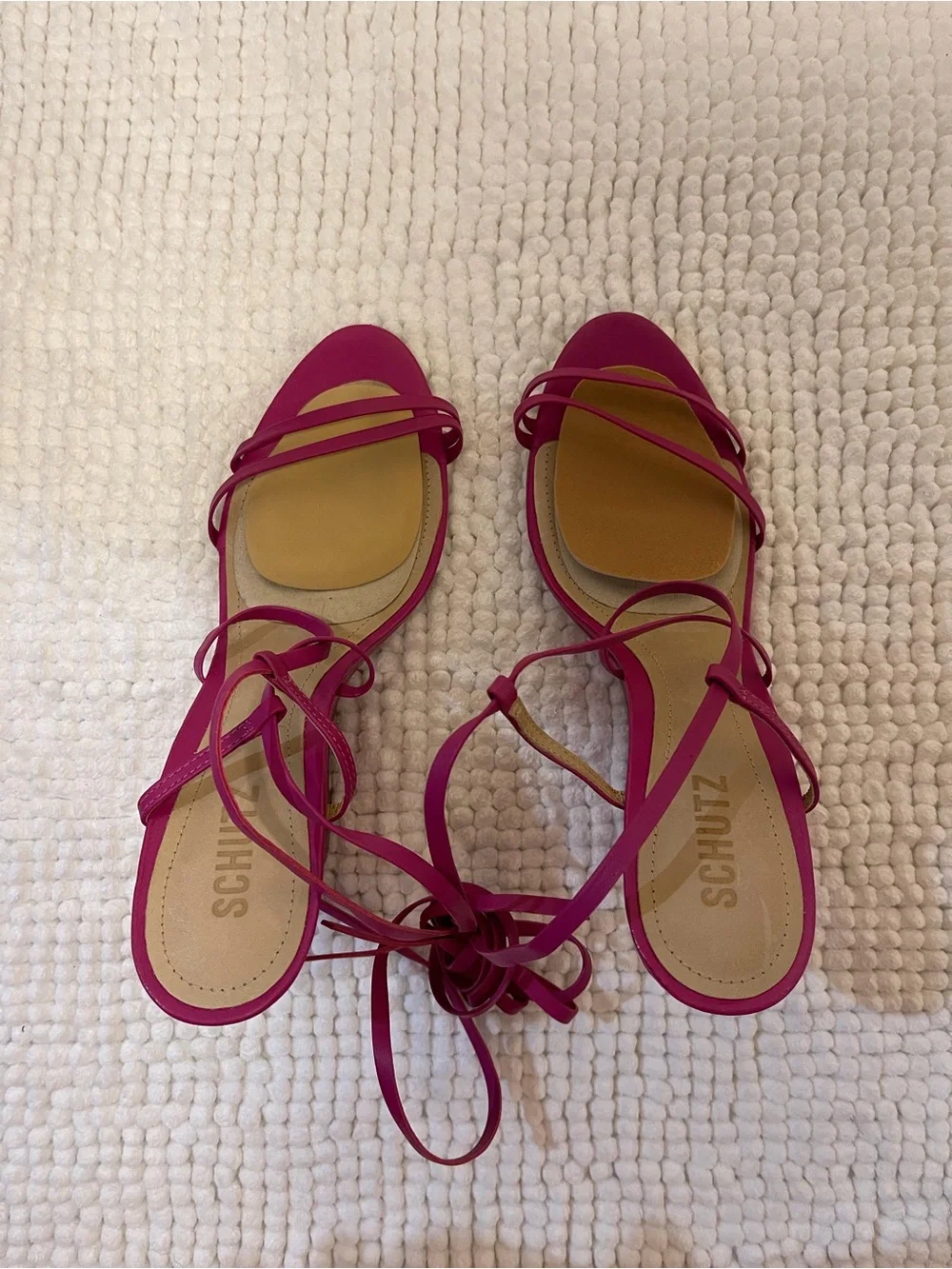 SCHUTZ Hot Pink Strappy Lace-Up Heels